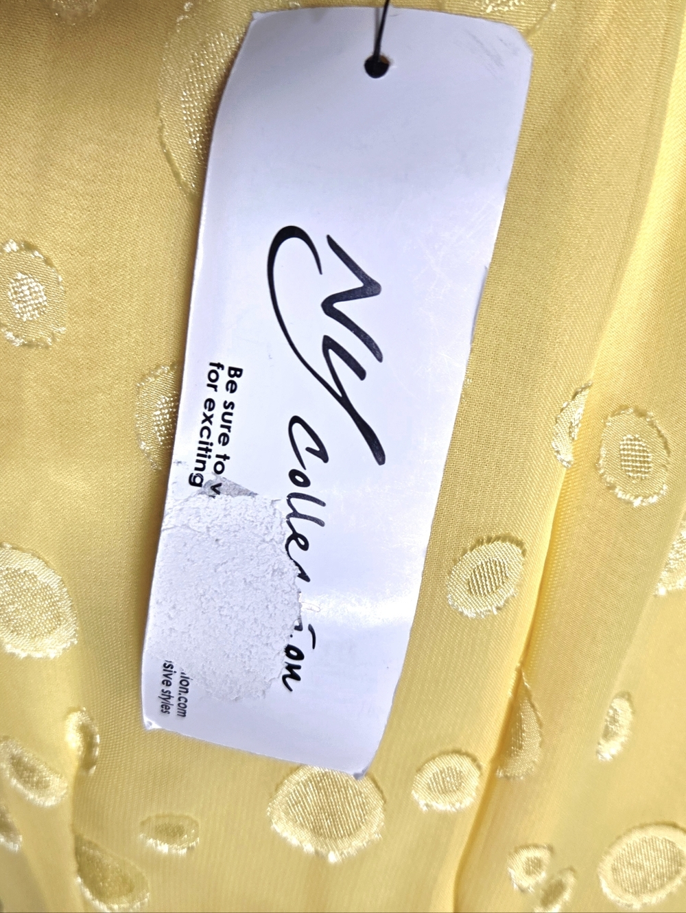 NY Collection Yellow Swiss Dot Tie-Waist Dress, Short Puff Sleeves, Size PM, NWT - Picture 11 of 14